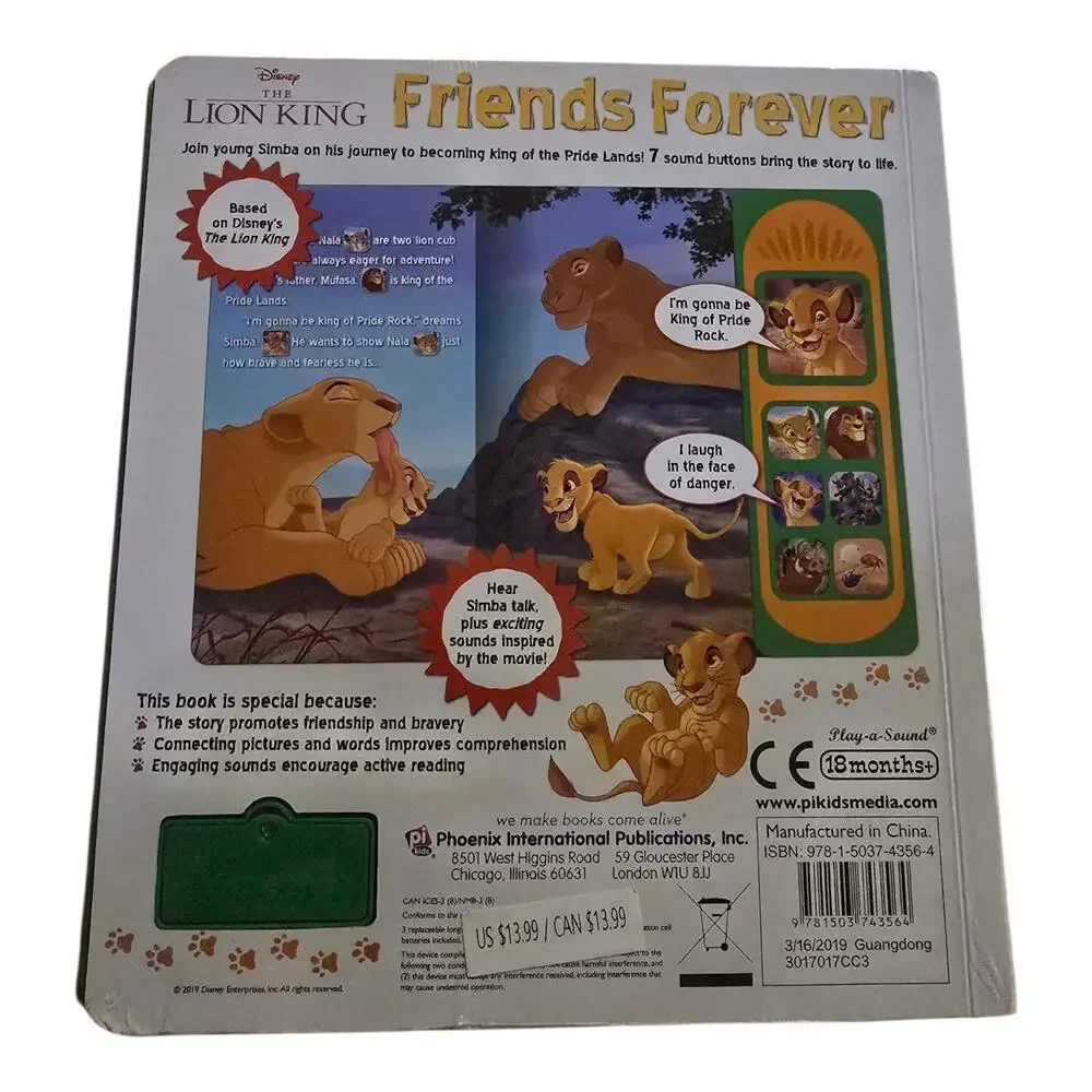 Disney Lion King Friends Forever Play a Sound Book PI Kids NOS 2019
